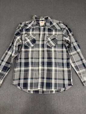 Levis Mens Plaid Western Pearl Snap Long Sleeve Shirt Standard Fit M